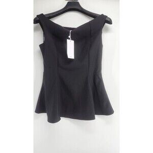 Mango MNG Small Black Strapless Peplum Top Side Zipper NWT